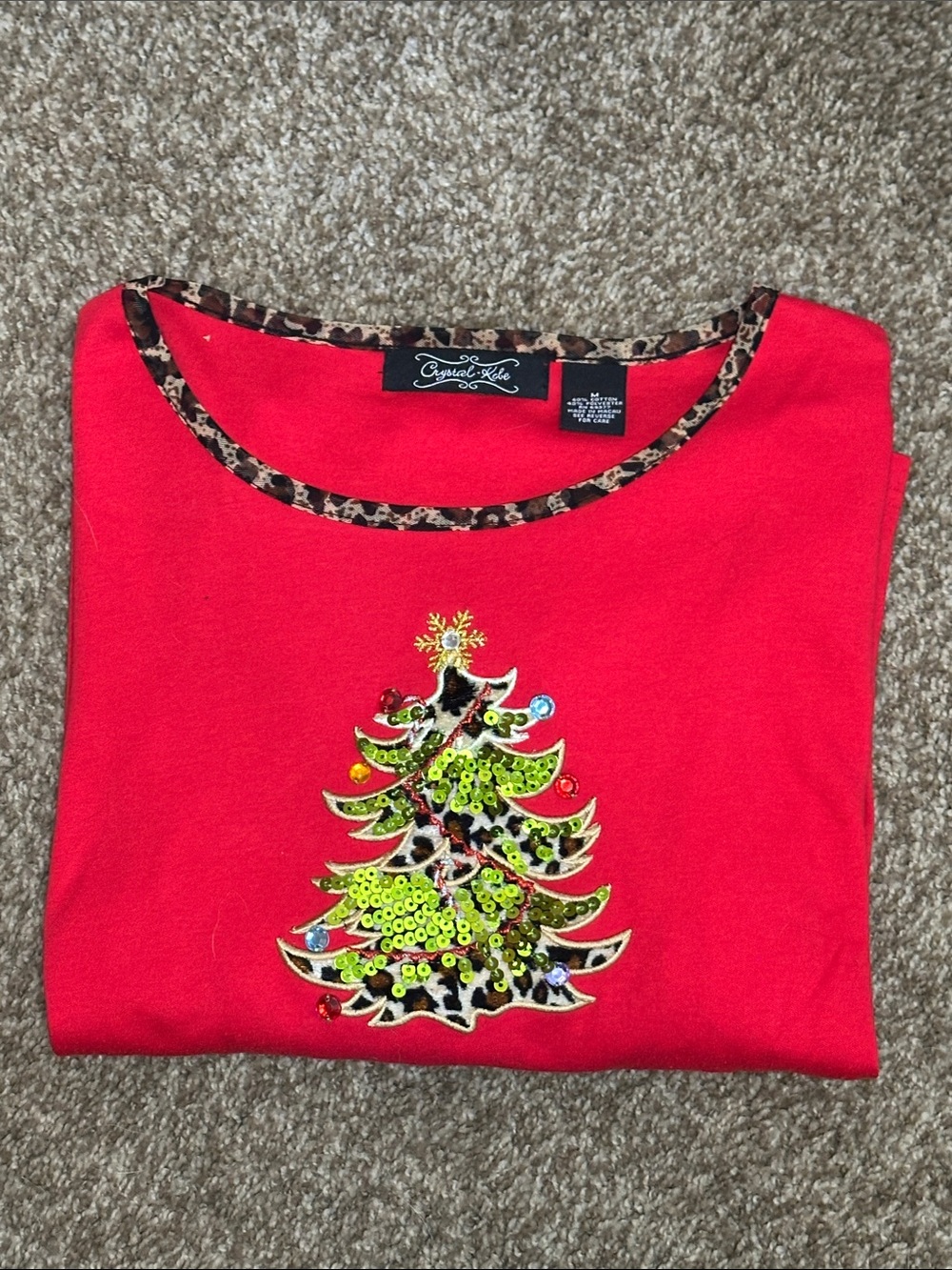 Crystal-Kobe Red Christmas Tree Top with Leopard Trim